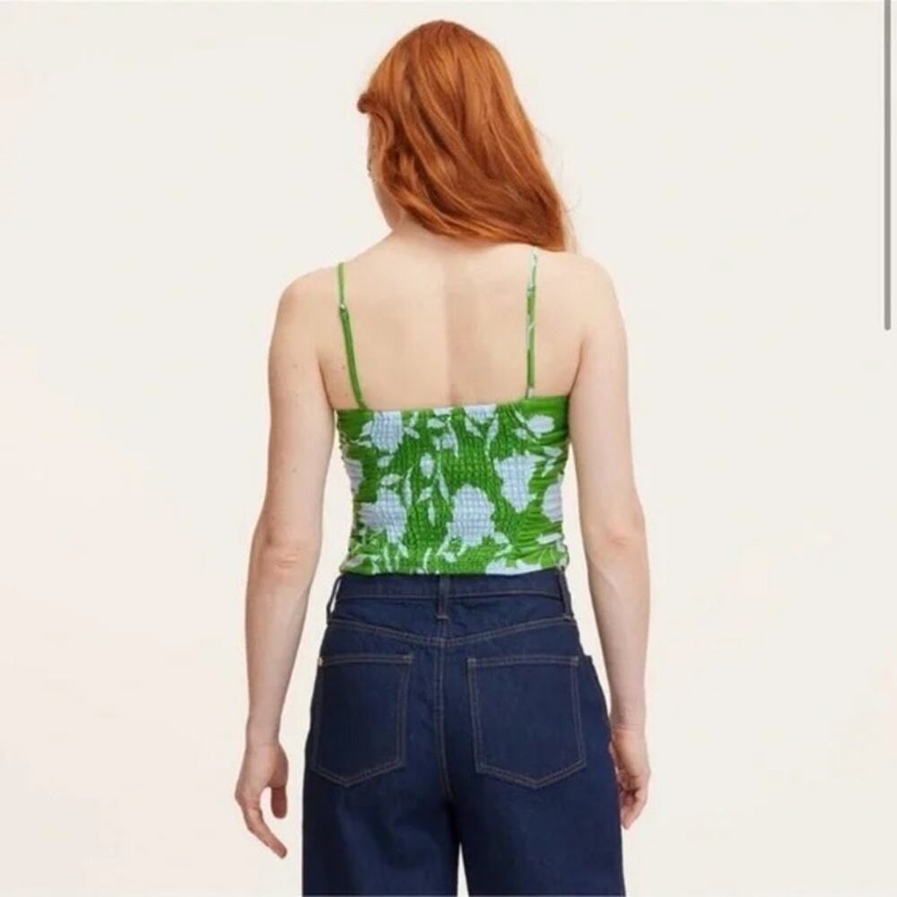 Kate Spade X Target NWT Classic Rose Ruched Linen Floral Tank Top Green/White M - Picture 4 of 12
